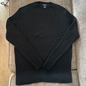 BROOKS Sport Men's Ribbed Crewneck Lambswool Sweater Black Australia Size XL